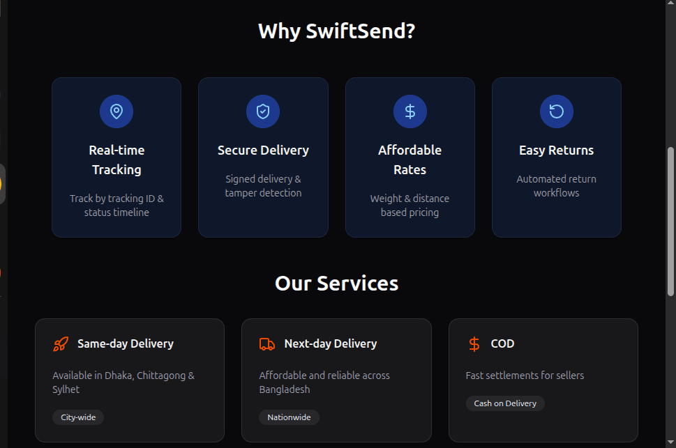 SwiftSend — Parcel Delivery System image 3